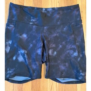 Old Navy Active PowerSoft High-Rise Bike Shorts Tie Dye Blue Purple XXL Pockets